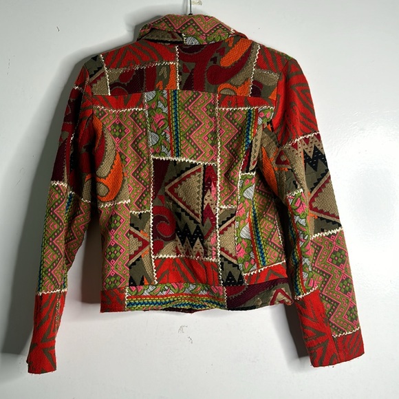 Zara patch work emboridry multi color bikers jacket size S - Picture 8 of 13